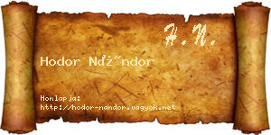 Hodor Nándor névjegykártya